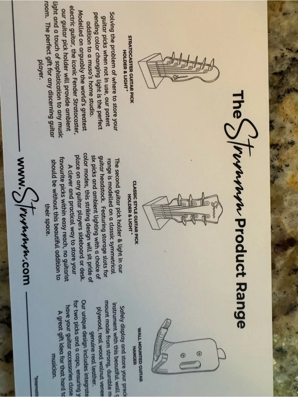 Classic Headstock Guitar Pick Holder & Light - White